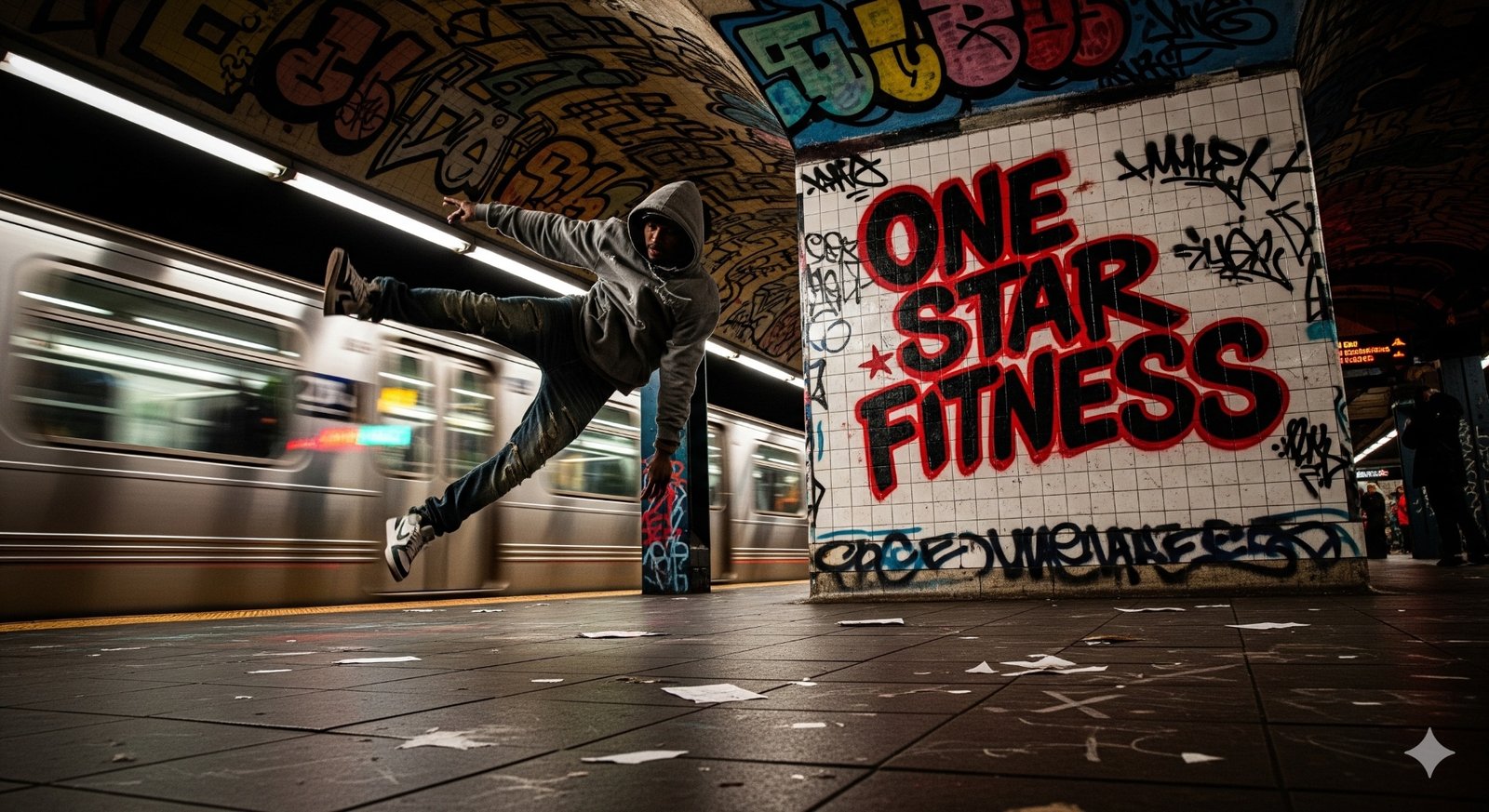 One Star Fitness subway art — brand identity